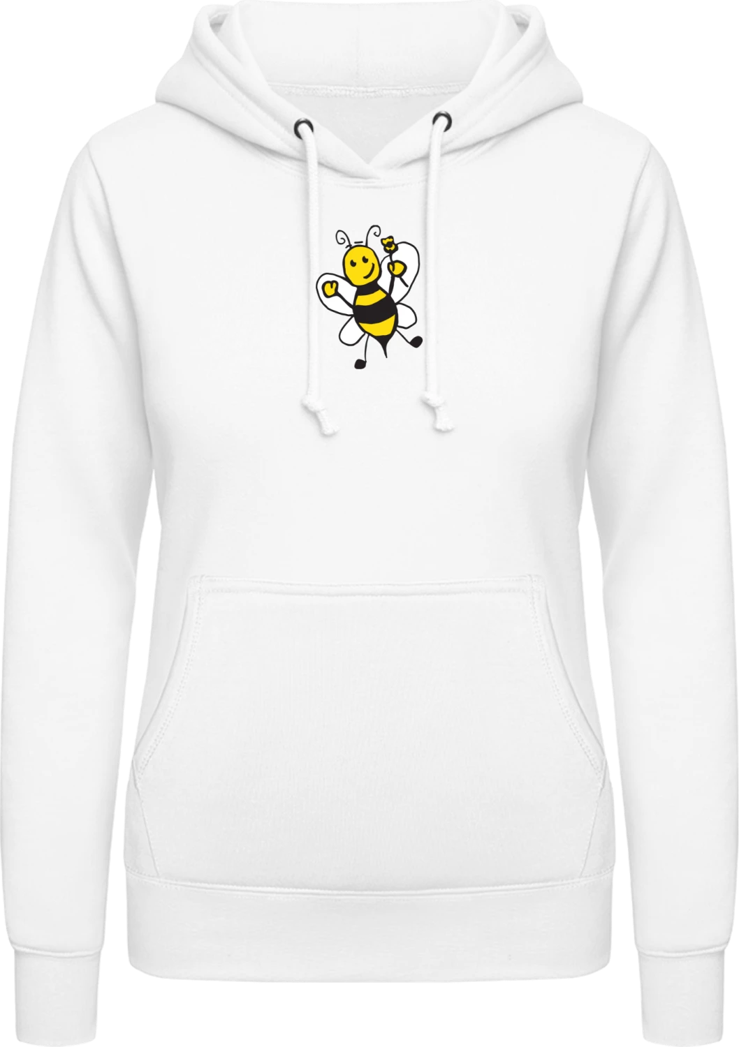 Happy Bee With Flower - Arctic white AWDis ladies hoodie - Front