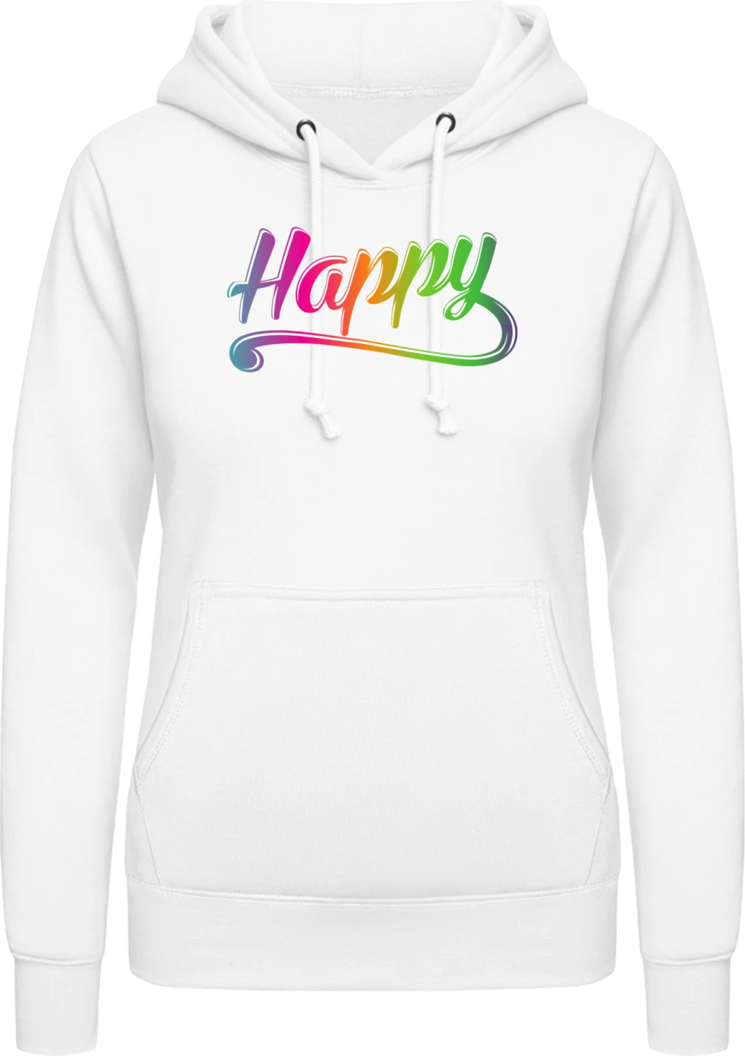 Happy Logo - Arctic white AWDis ladies hoodie - Front