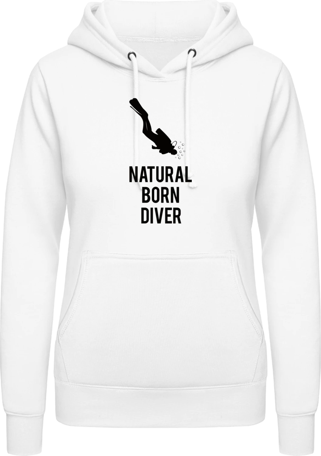 Natural Born Diver - Arctic white AWDis ladies hoodie - Front