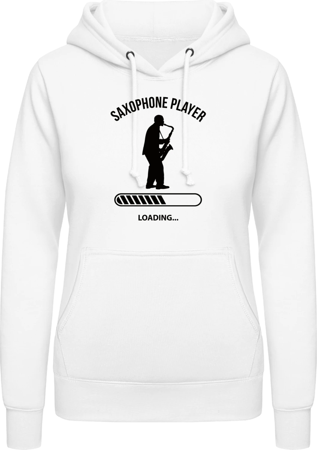 Saxophone Player Loading - Arctic white AWDis ladies hoodie - Front