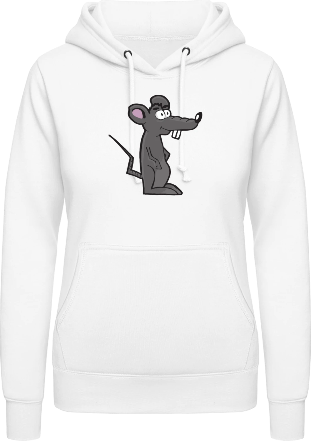 Ratte Illustration - Arctic white AWDis ladies hoodie - Front