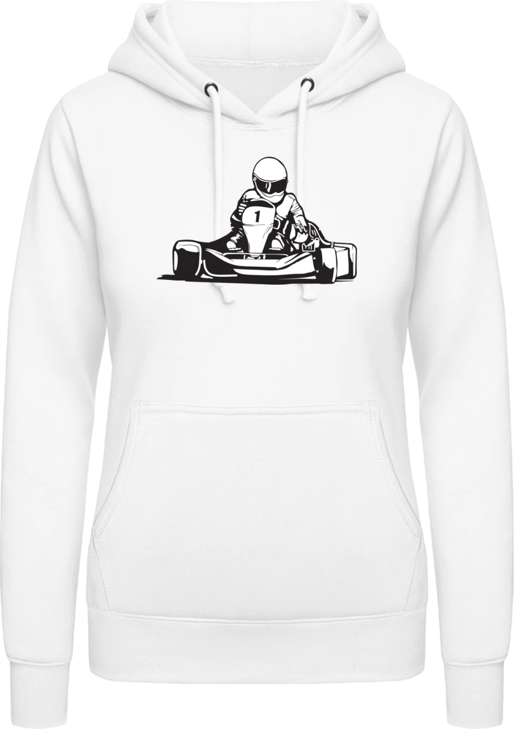 Go Kart No 1 Action - Arctic white AWDis ladies hoodie - Front