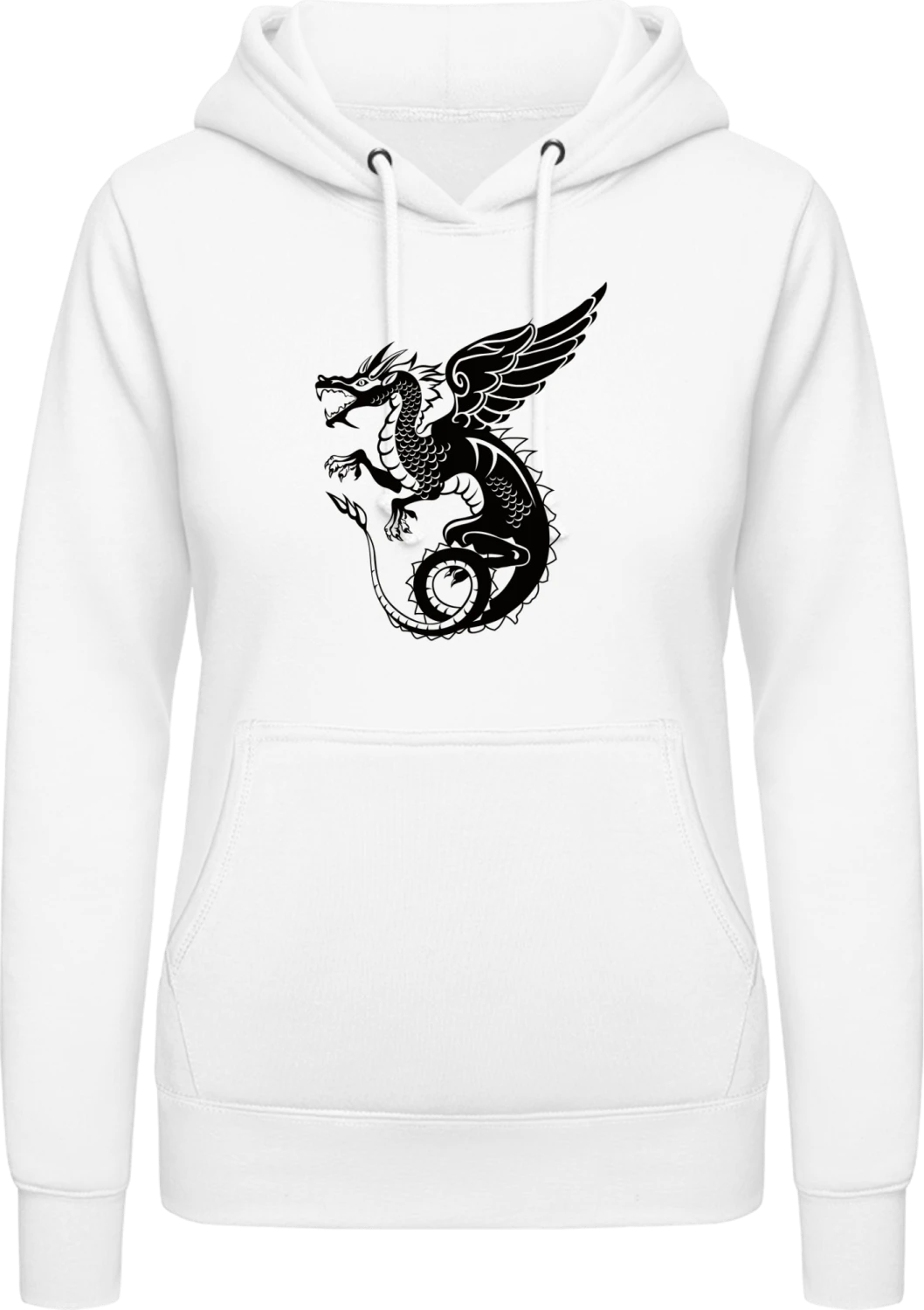 Winged Dragon - Arctic white AWDis ladies hoodie - Front