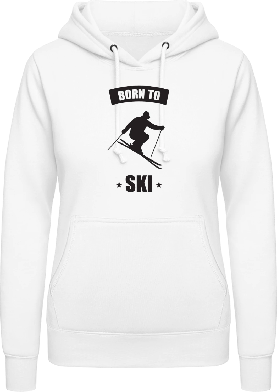 Born To Ski - Arctic white AWDis ladies hoodie - Front