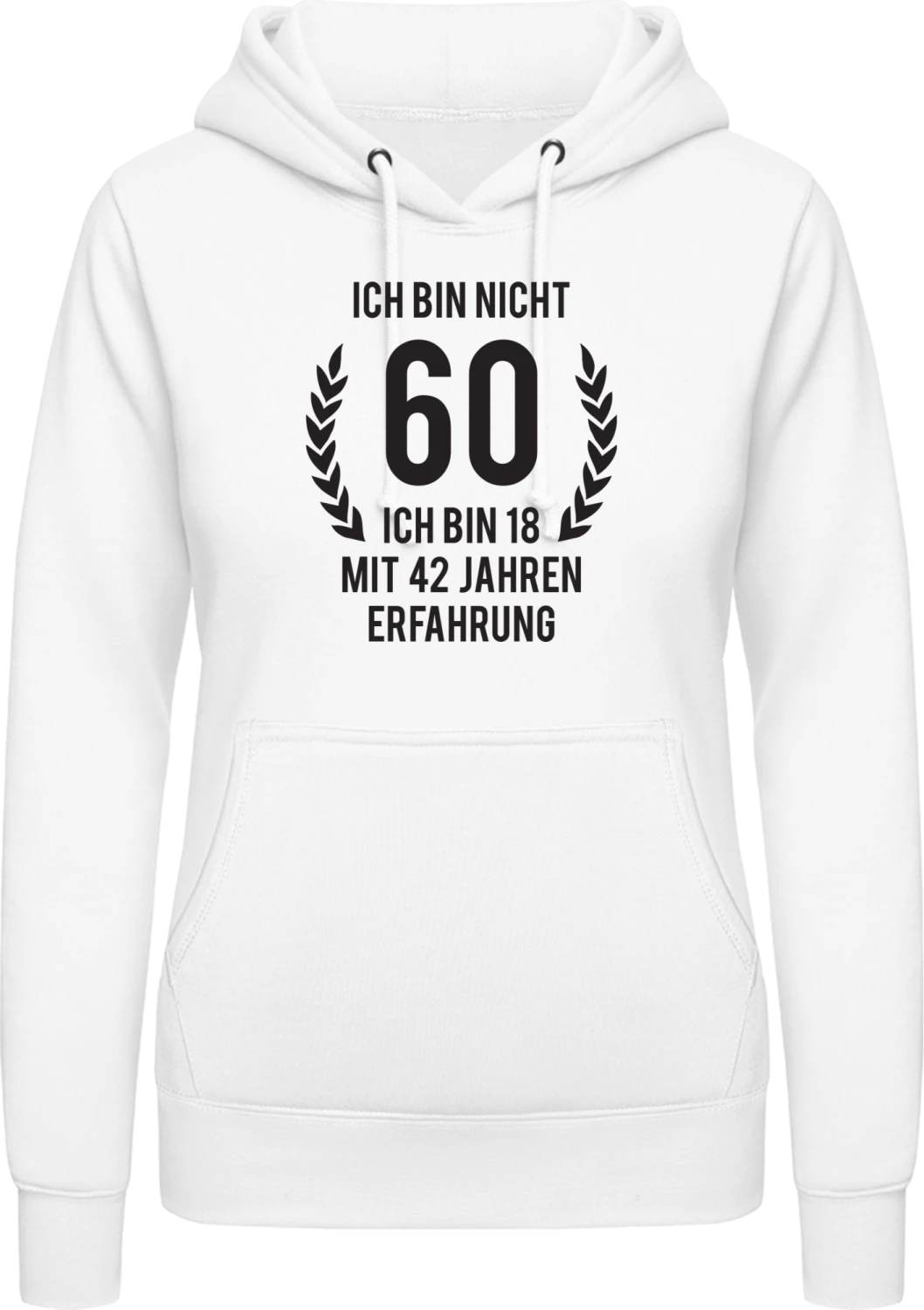 60 Jahre alt - Arctic white AWDis ladies hoodie - Front