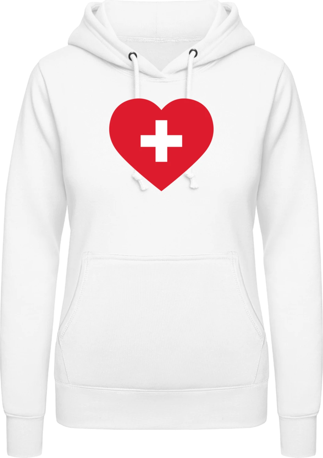 Switzerland Heart Flag - Arctic white AWDis ladies hoodie - Front