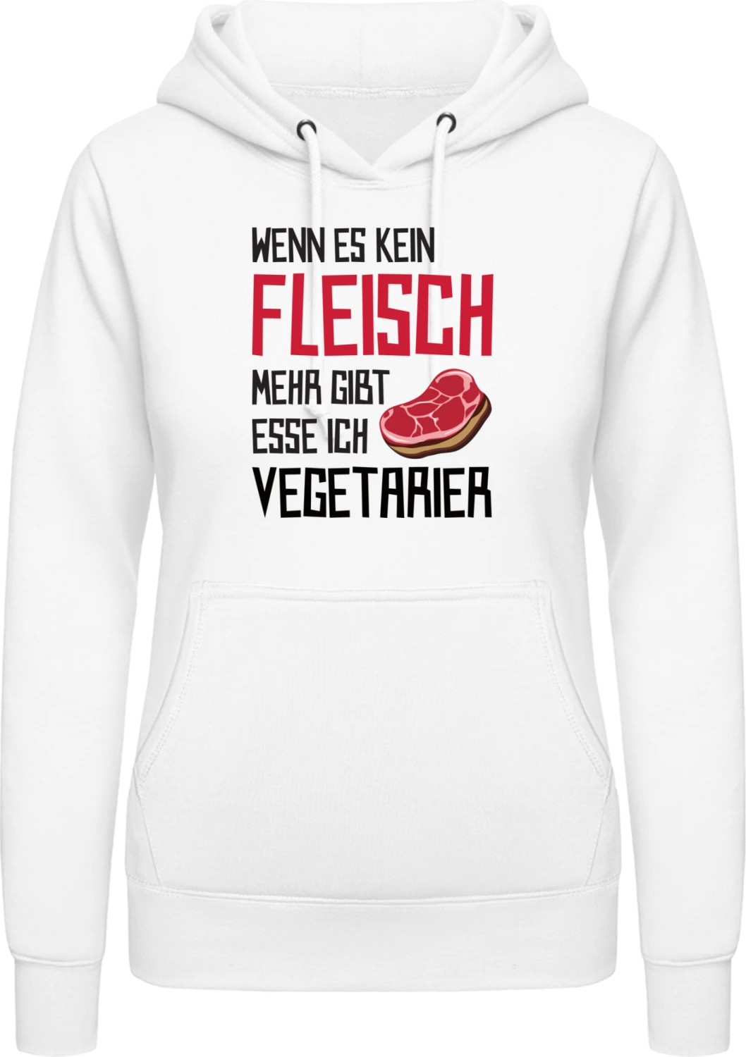 Wenn es kein Fleisch mehr gibt - Arctic white AWDis ladies hoodie - Front