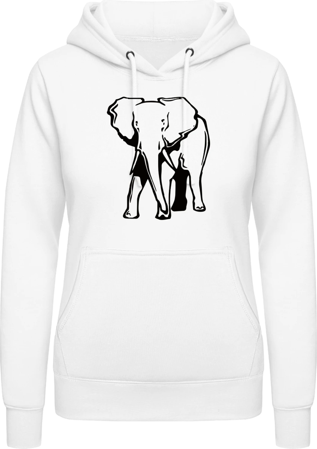 Elephant Outline - Arctic white AWDis ladies hoodie - Front