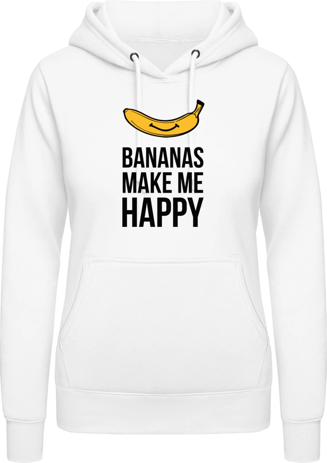 Bananas Make me Happy - Arctic white AWDis ladies hoodie - Front