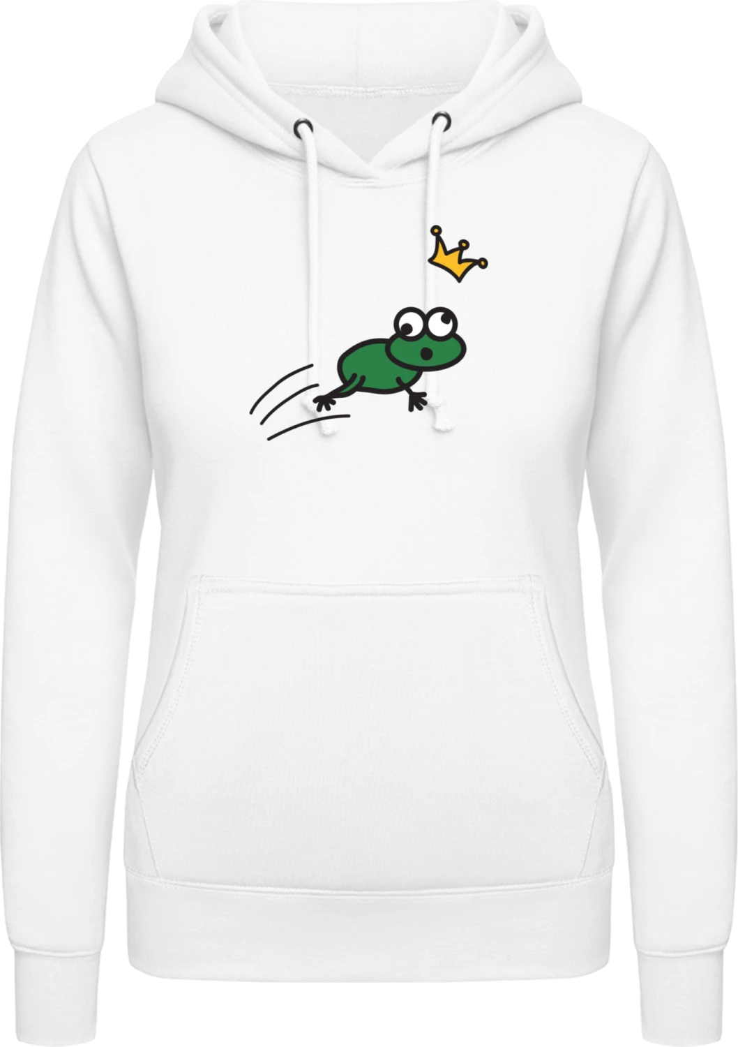 Frog Prince - Arctic white AWDis ladies hoodie - Front