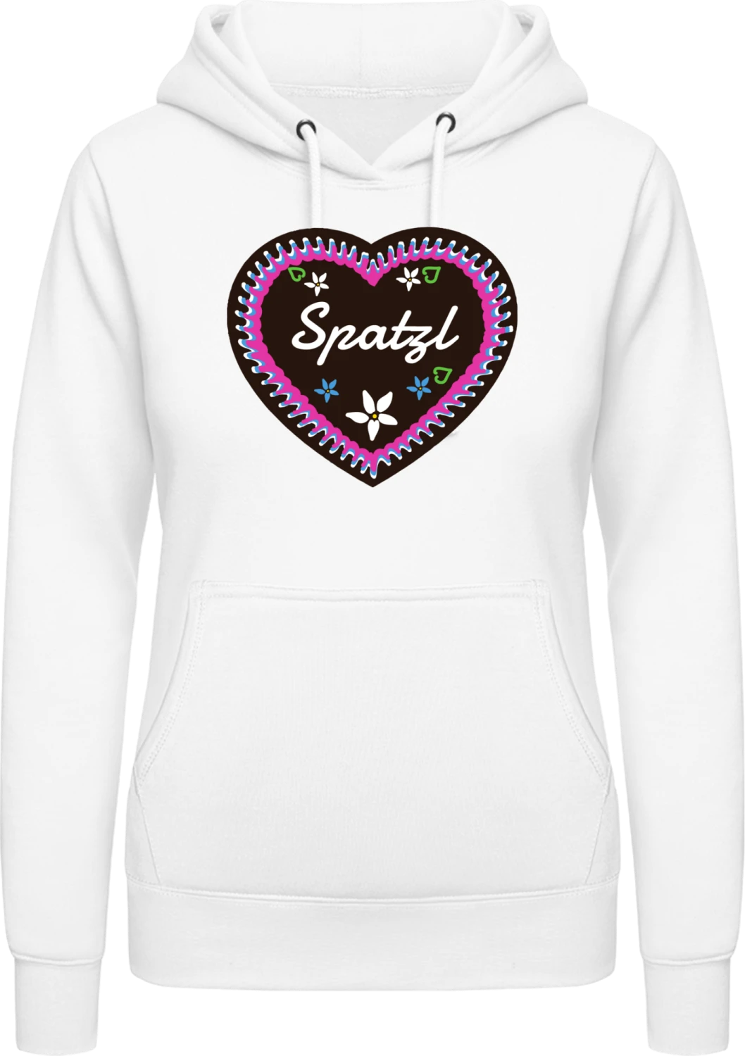 Spatzl - Arctic white AWDis ladies hoodie - Front