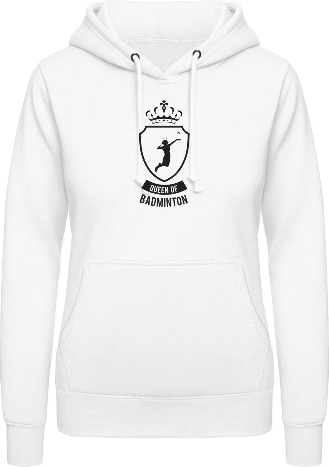 Queen Of Badminton - Arctic white AWDis ladies hoodie - Front