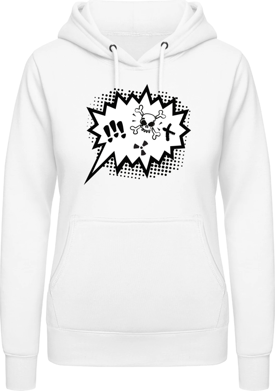 Comic Action - Arctic white AWDis ladies hoodie - Front