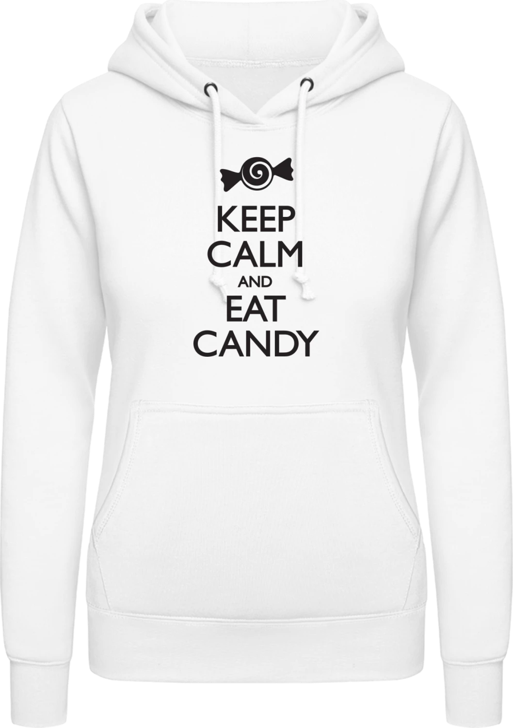 Keep Calm and Eat Candy - Arctic white AWDis ladies hoodie - Front