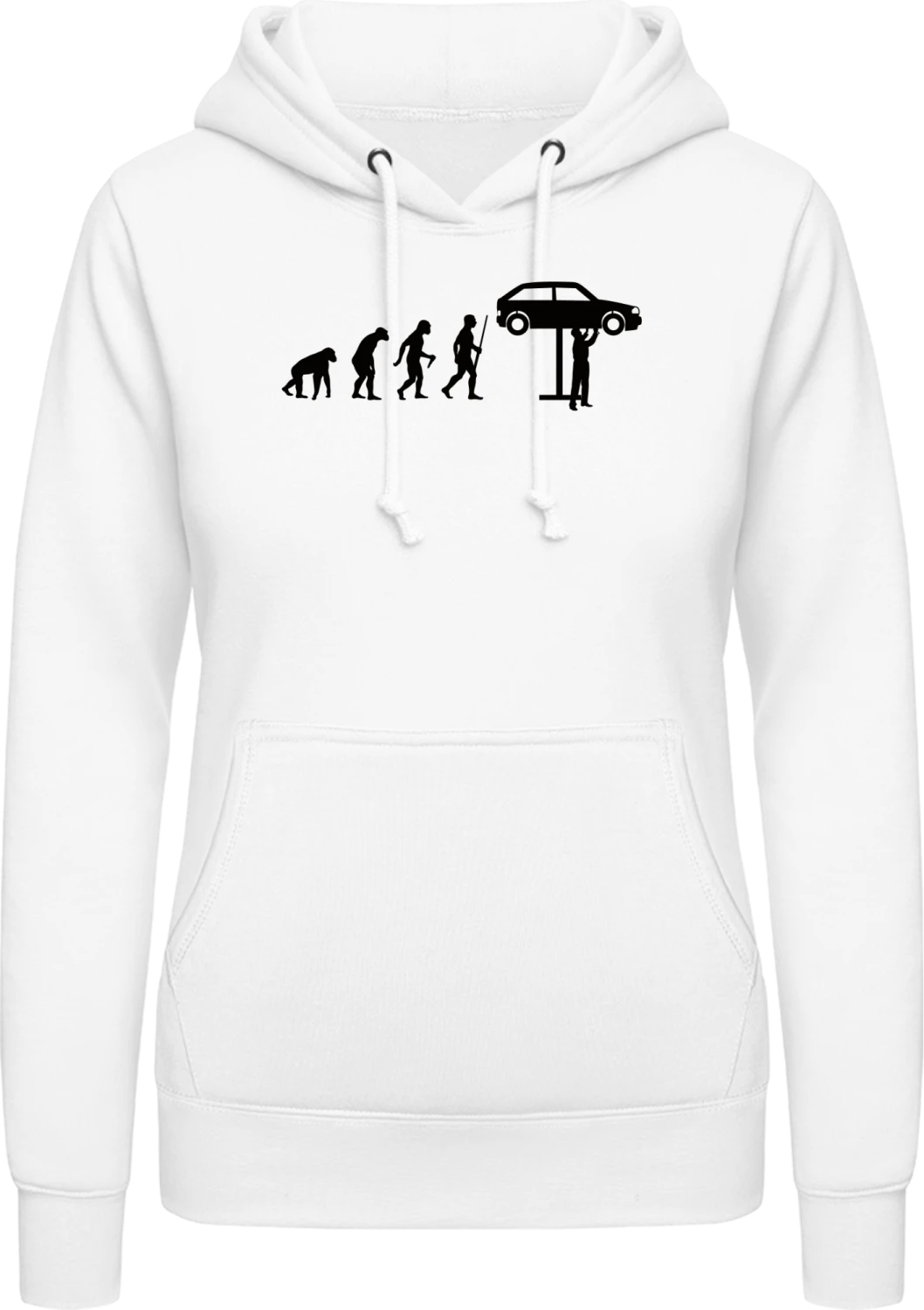 Car Mechanic Evolution - Arctic white AWDis ladies hoodie - Front