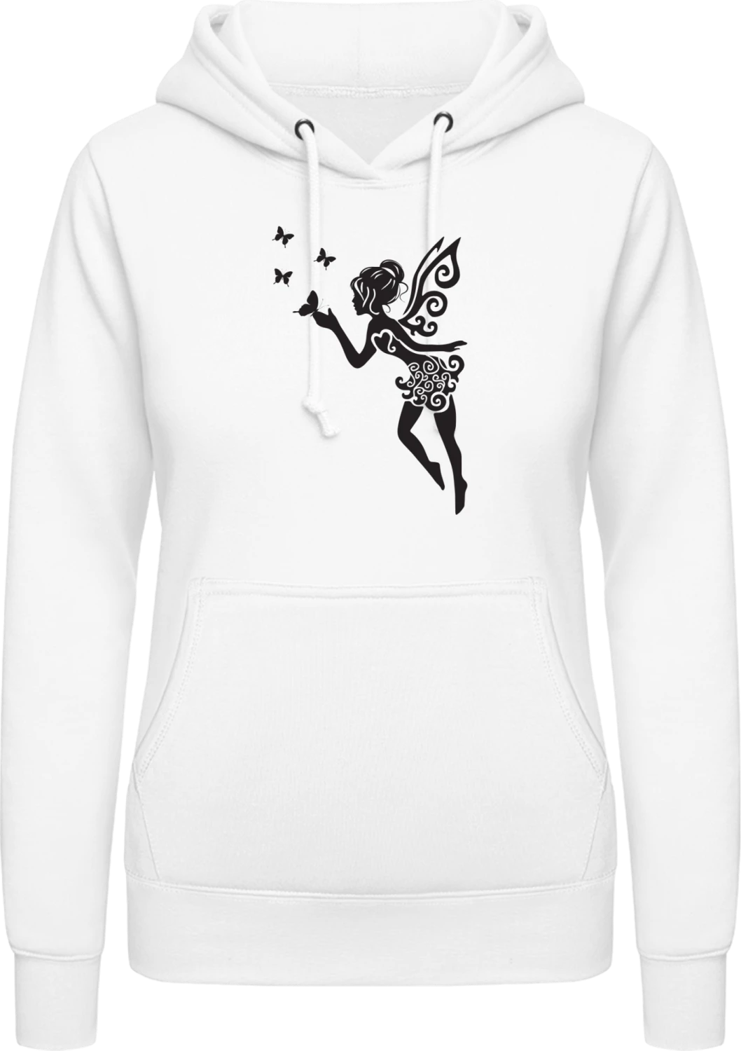 Fairy With Butterflies - Arctic white AWDis ladies hoodie - Front