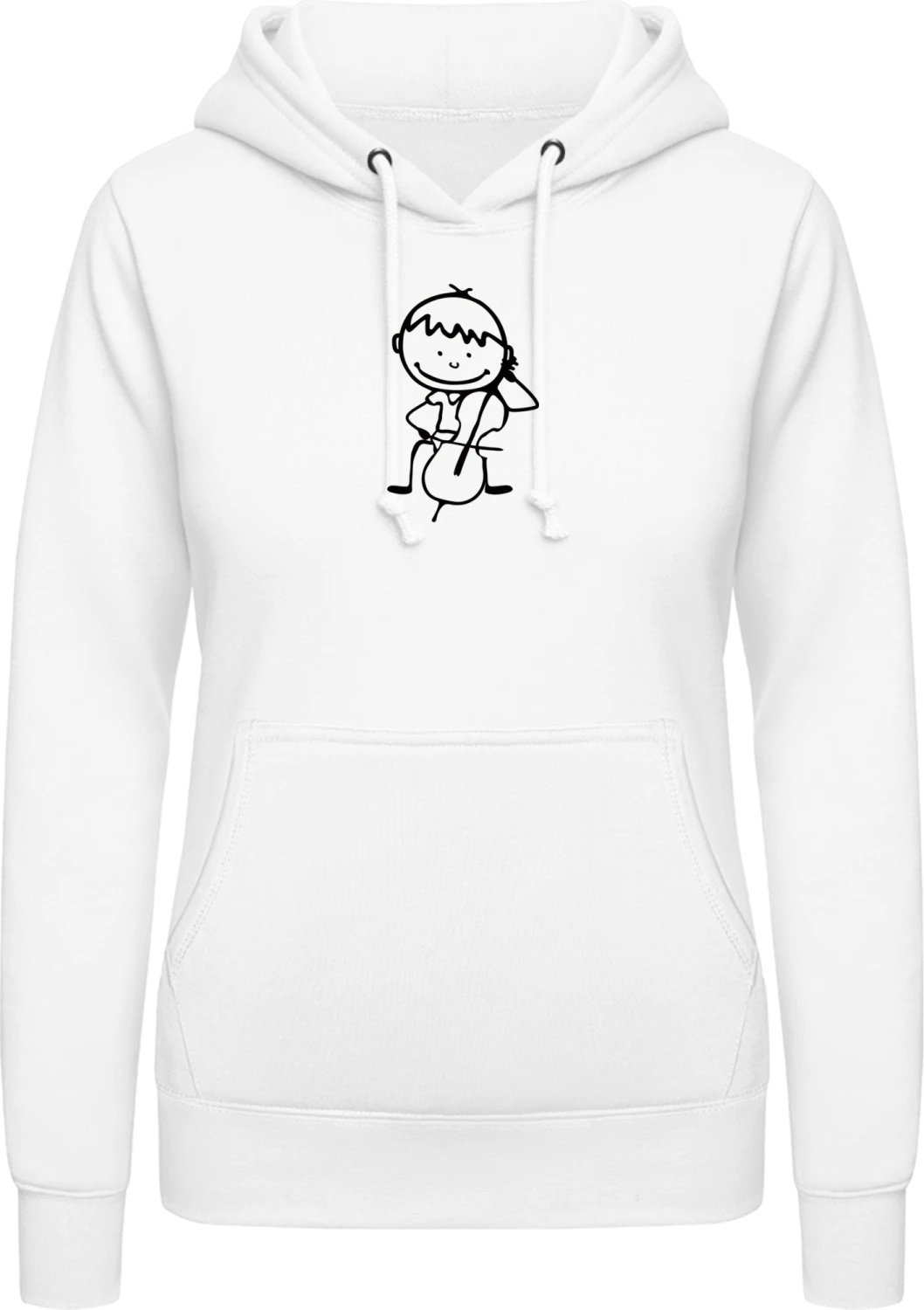 Cello Player Comic - Arctic white AWDis ladies hoodie - Front