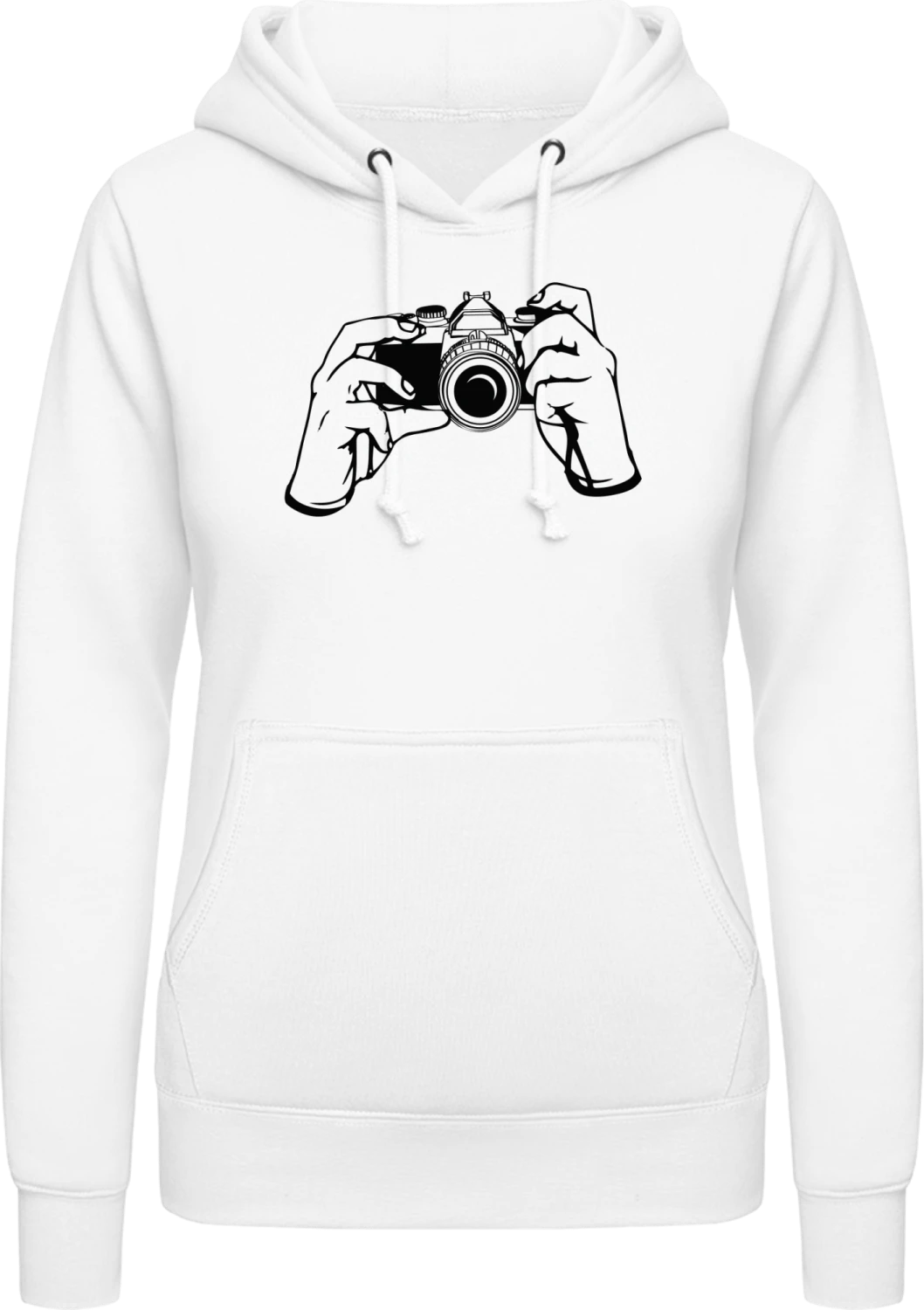 Photographer Hands - Arctic white AWDis ladies hoodie - Front