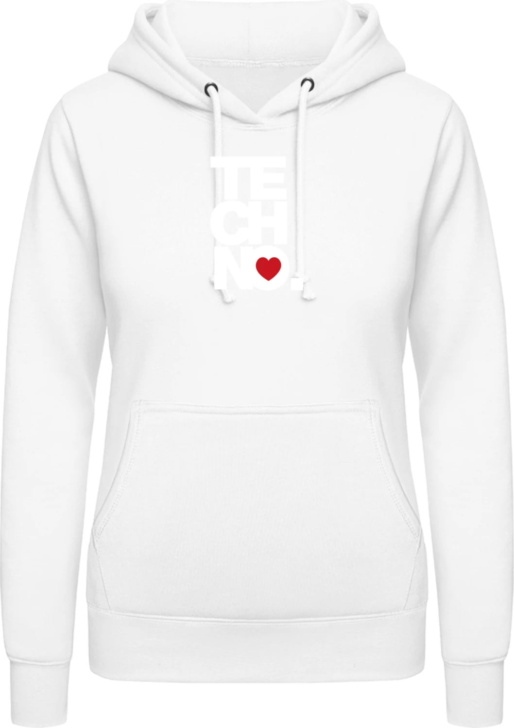 Techno Music - Arctic white AWDis ladies hoodie - Front