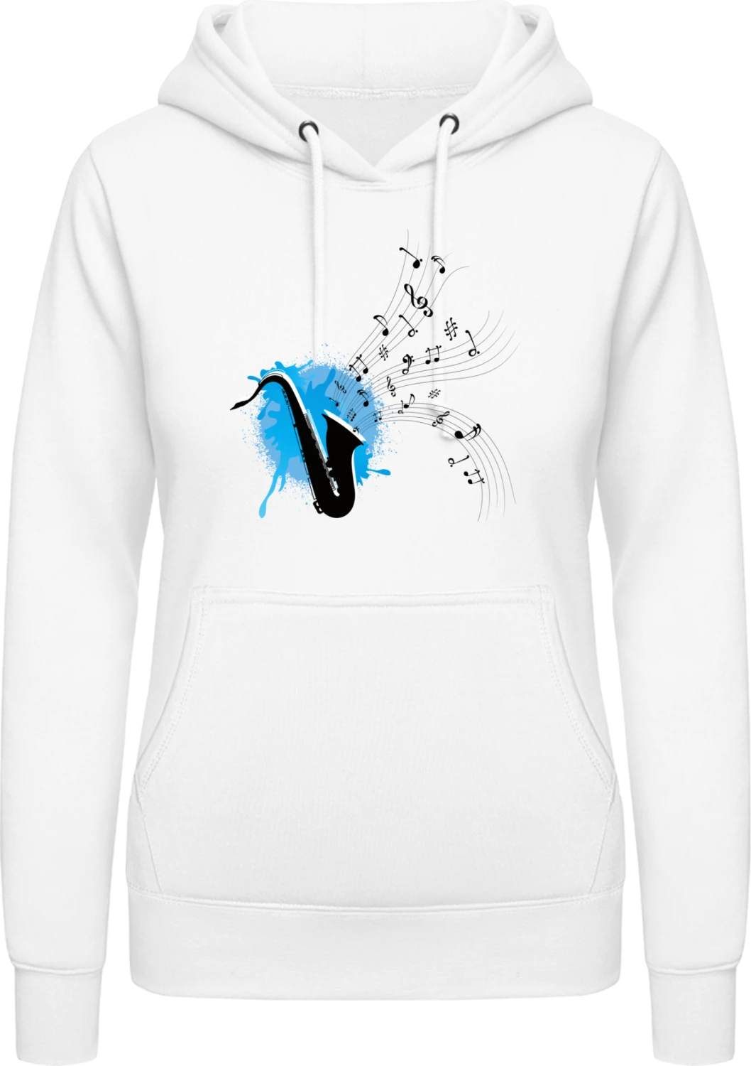 Saxophone Music - Arctic white AWDis ladies hoodie - Front