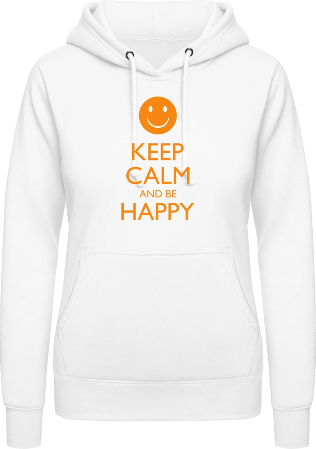 Keep Calm And Be Happy - Arctic white AWDis ladies hoodie - Front