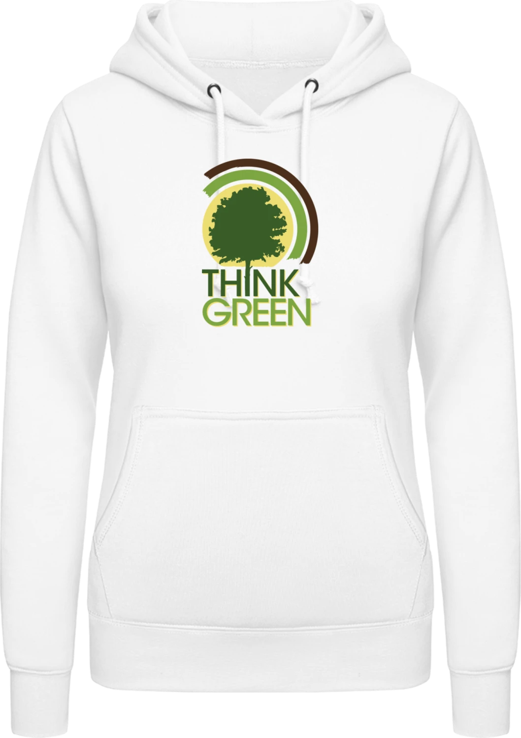 Think Green - Arctic white AWDis ladies hoodie - Front