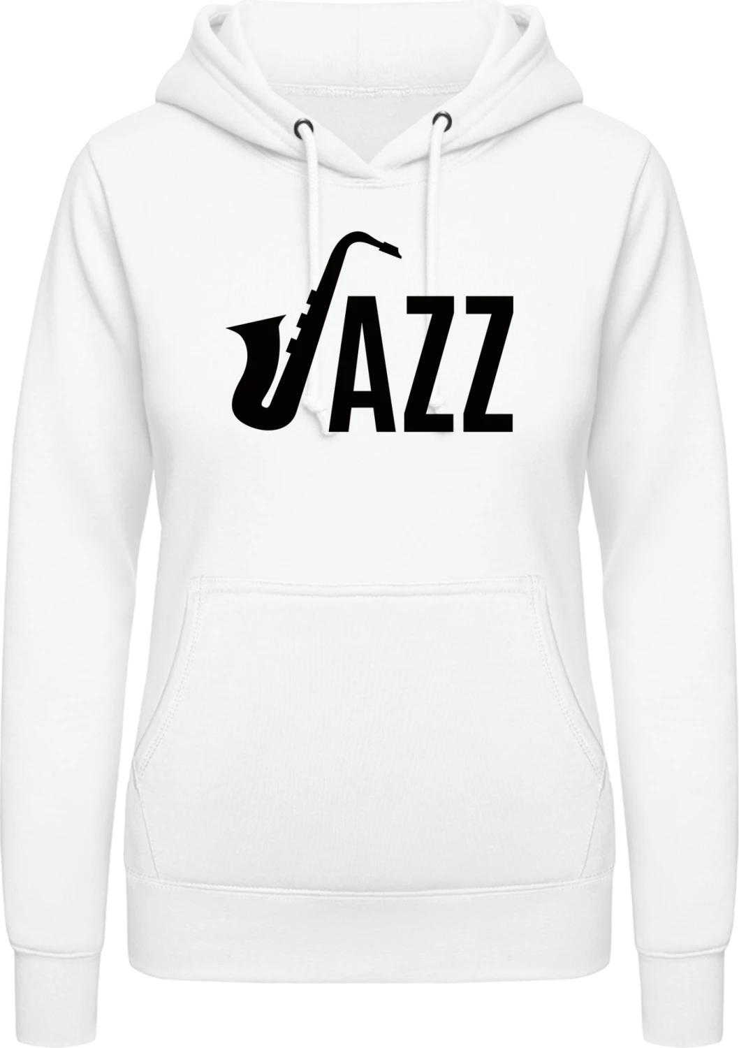 Jazz Logo - Arctic white AWDis ladies hoodie - Front