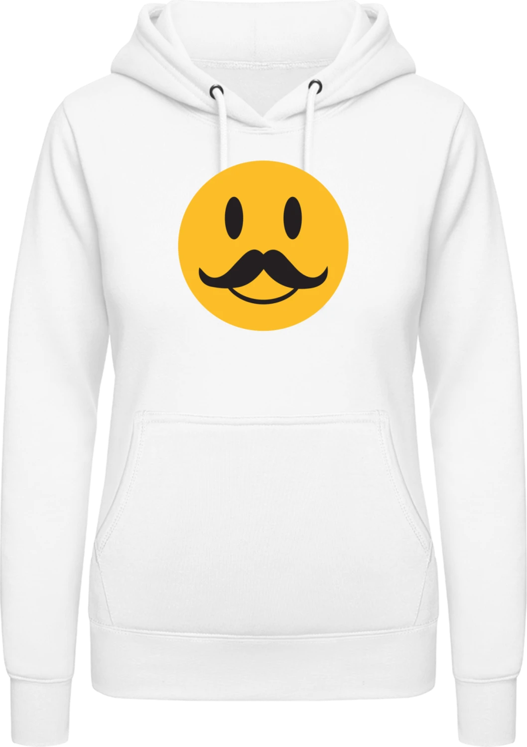 Mustache Smiley - Arctic white AWDis ladies hoodie - Front