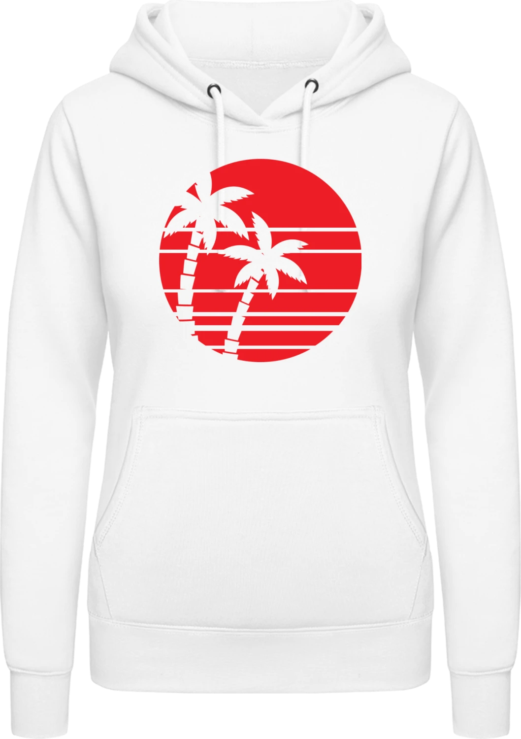 Palms Sunset - Arctic white AWDis ladies hoodie - Front