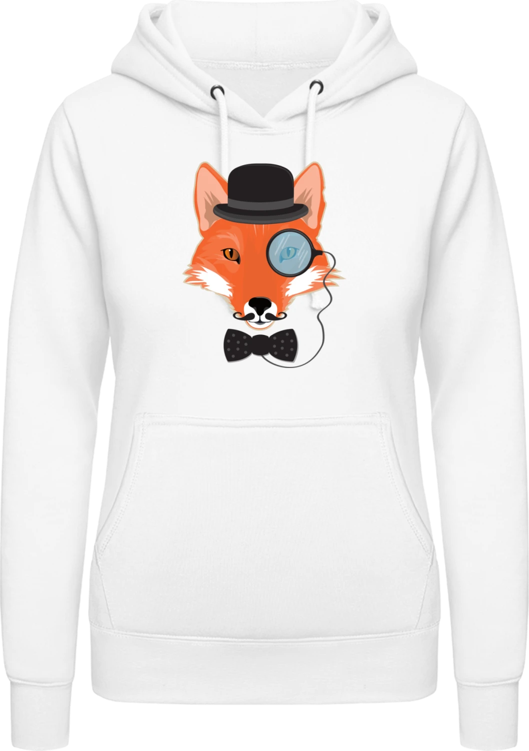 Hipster Fox - Arctic white AWDis ladies hoodie - Front