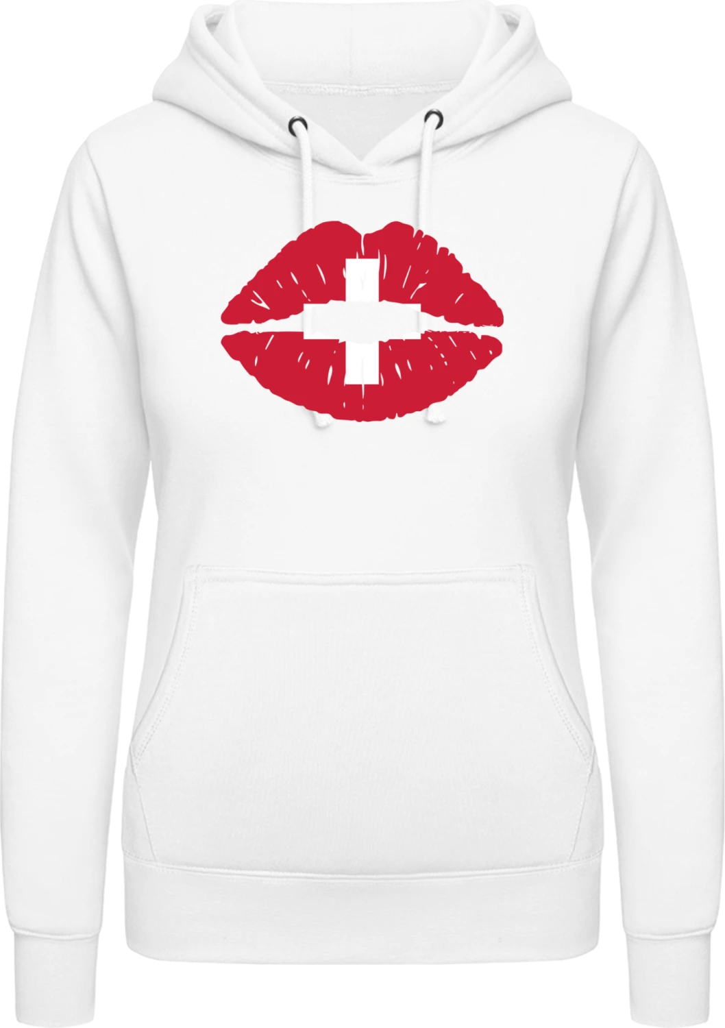 Switzerland Kiss Flag - Arctic white AWDis ladies hoodie - Front