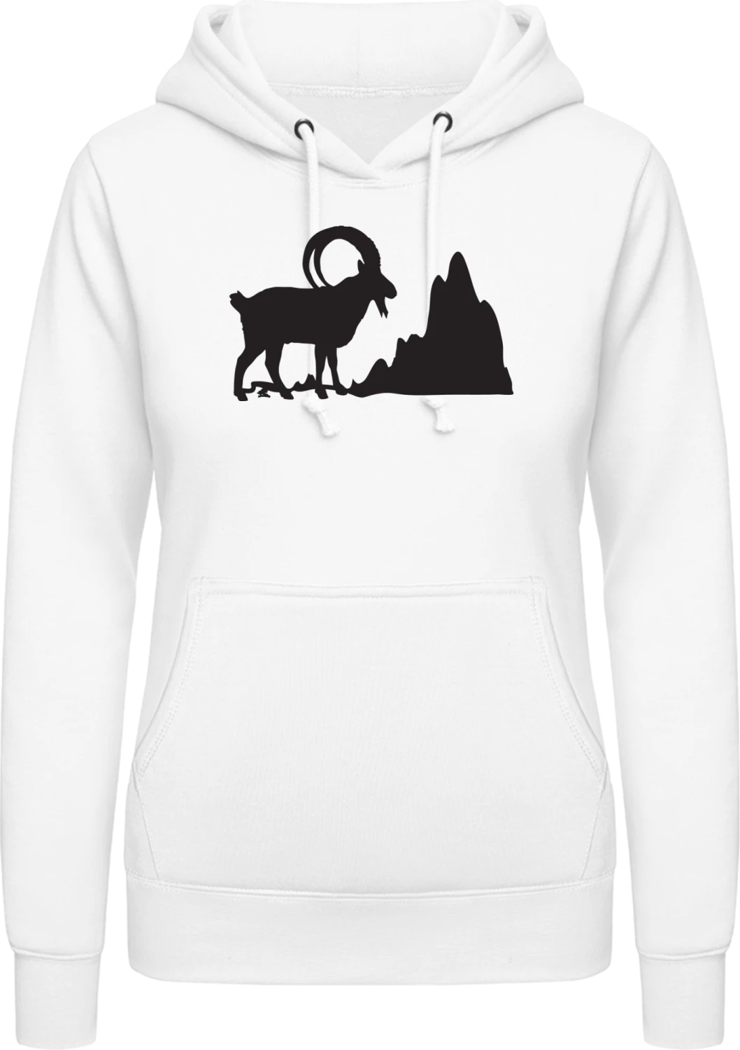 Capricorn And Mountain - Arctic white AWDis ladies hoodie - Front