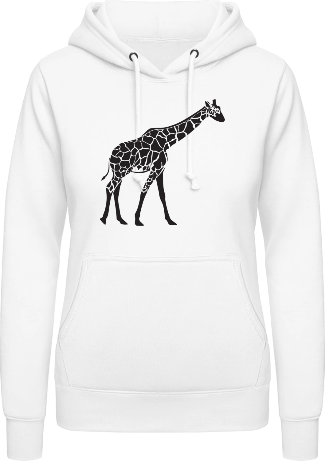 Giraffe Illustration - Arctic white AWDis ladies hoodie - Front