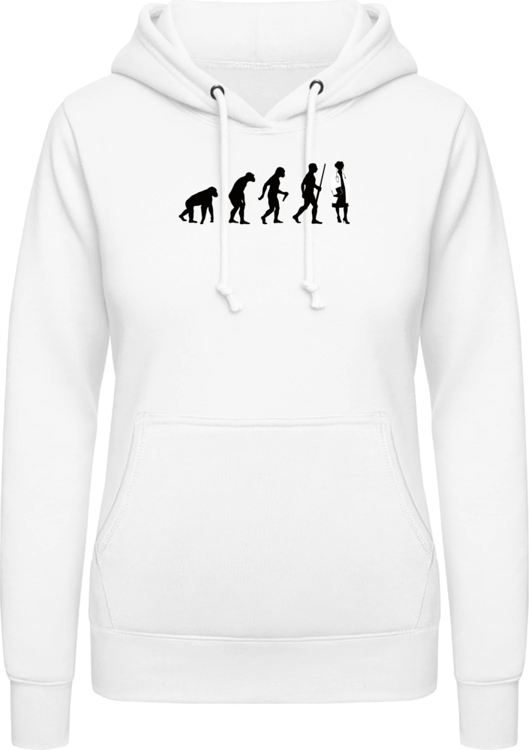 Female Doctor Evolution - Arctic white AWDis ladies hoodie - Front