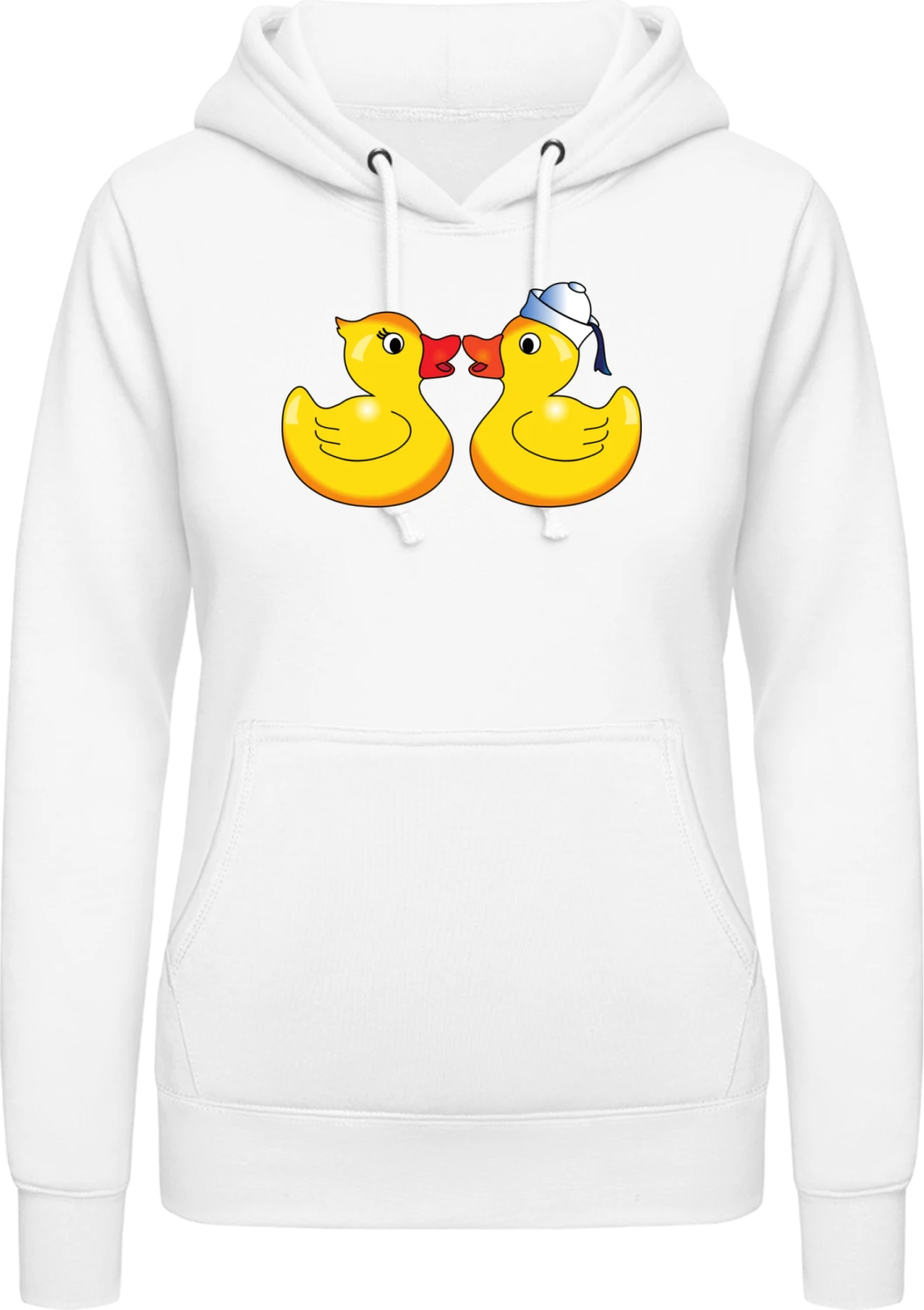 Duck Kiss - Arctic white AWDis ladies hoodie - Front