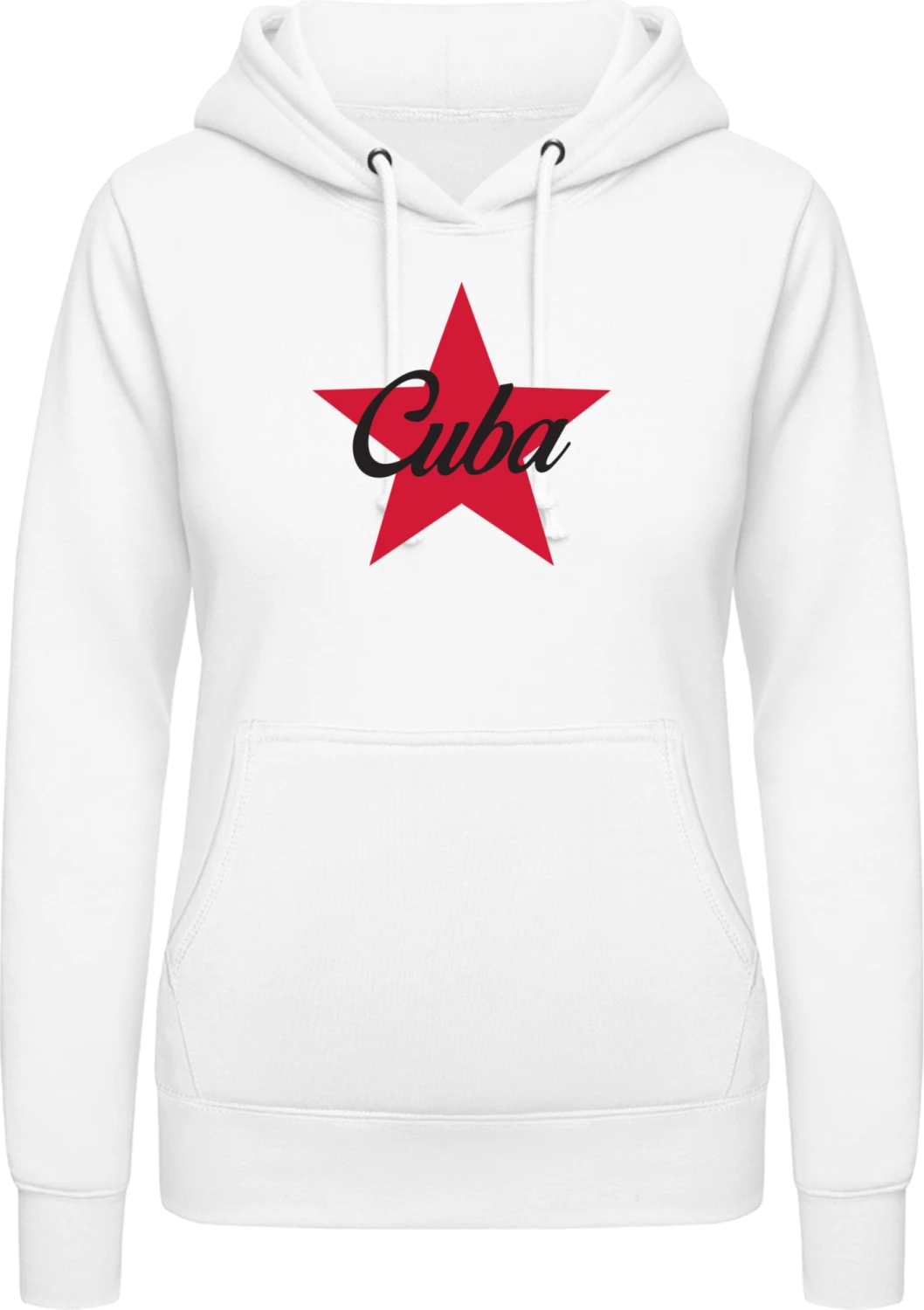 Cuba Star - Arctic white AWDis ladies hoodie - Front