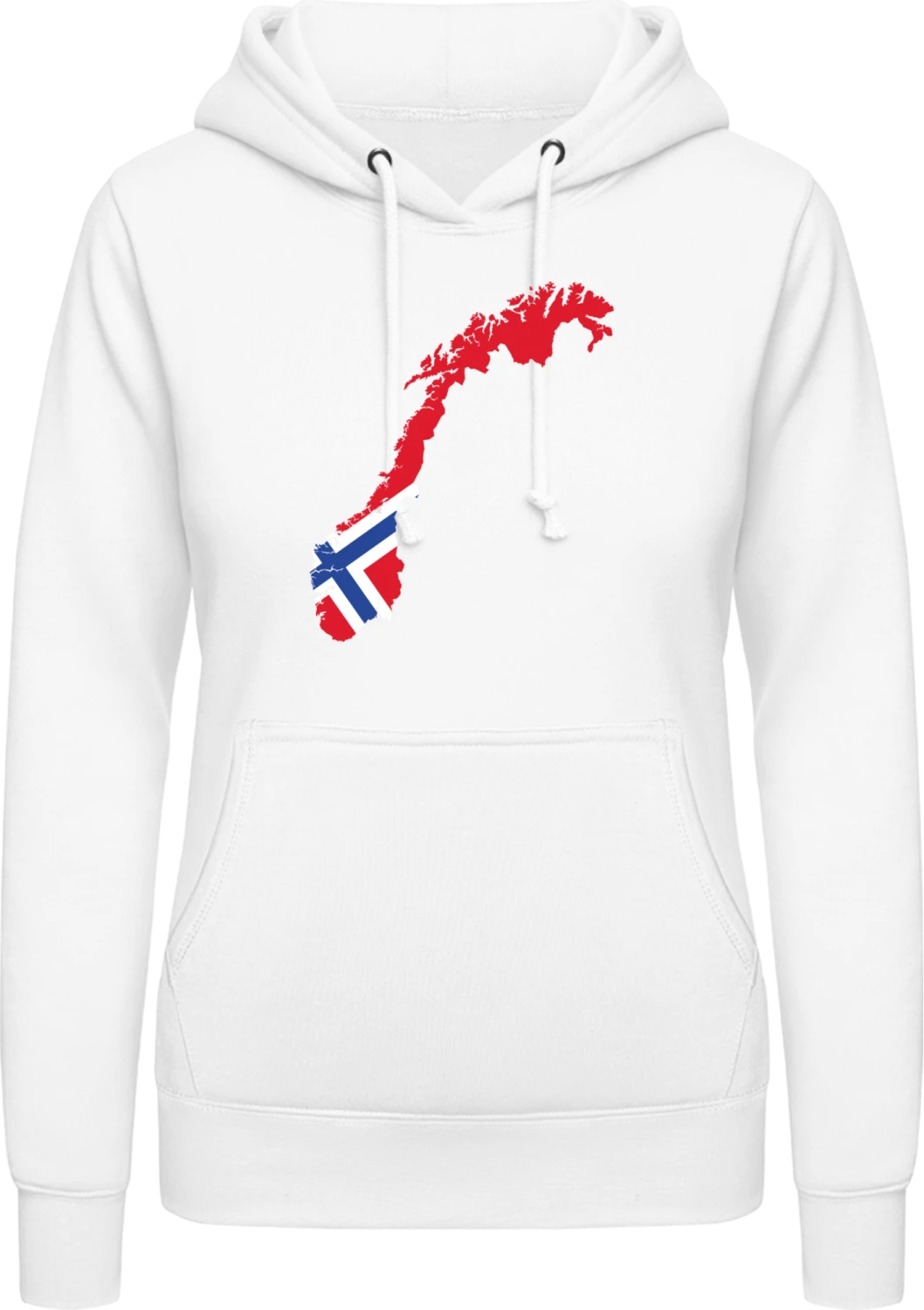 Norwegen Landkarte - Arctic white AWDis ladies hoodie - Front