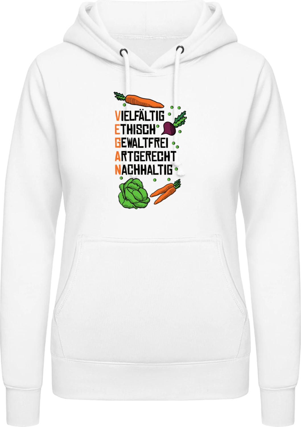 Vegan Definition - Arctic white AWDis ladies hoodie - Front