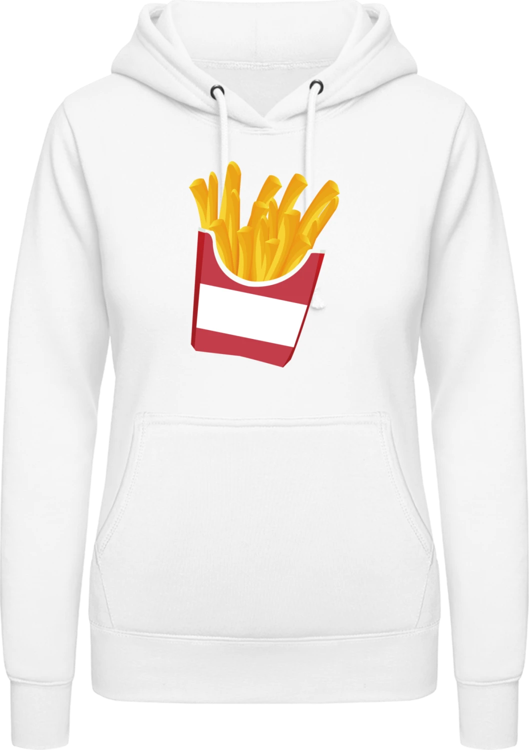 French Fries Illustration - Arctic white AWDis ladies hoodie - Front