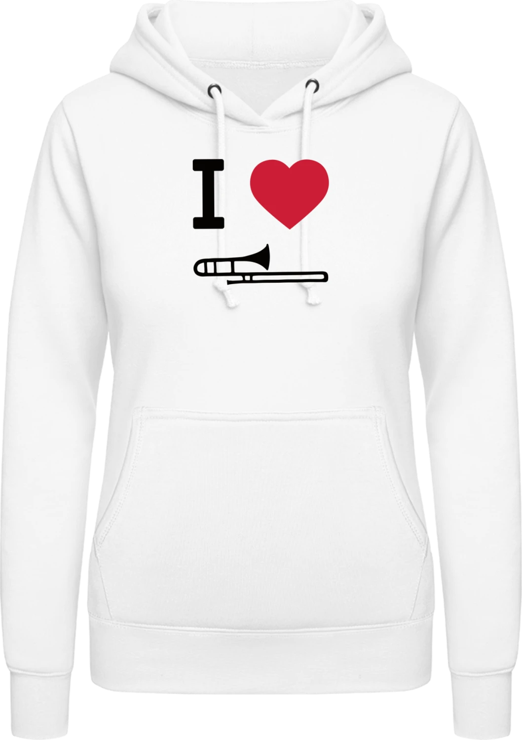 I Heart Trombone - Arctic white AWDis ladies hoodie - Front