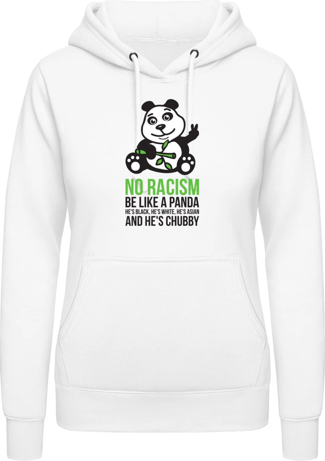 No Racism Be Like A Panda - Arctic white AWDis ladies hoodie - Front