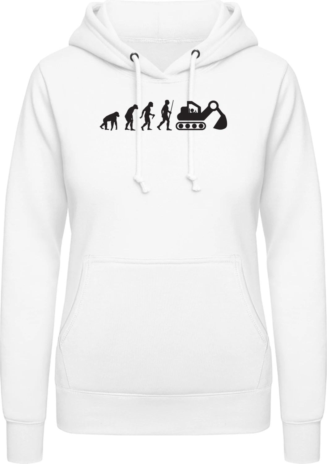 Excavator Driver Evolution - Arctic white AWDis ladies hoodie - Front