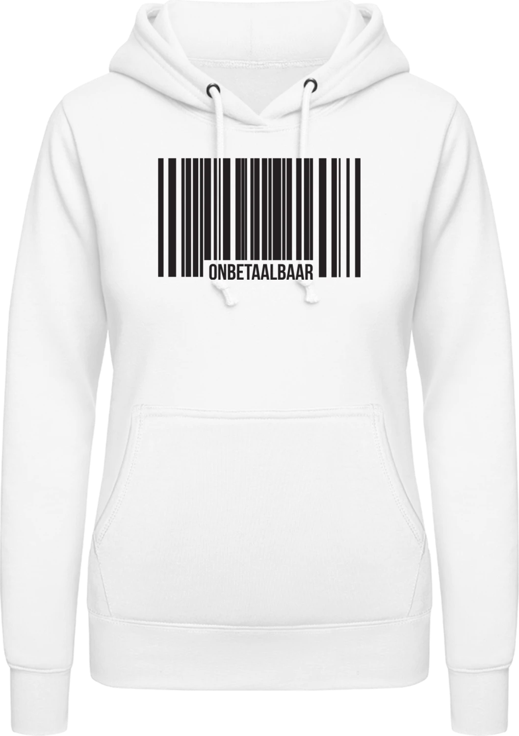 Onbetaalbaar - Arctic white AWDis ladies hoodie - Front