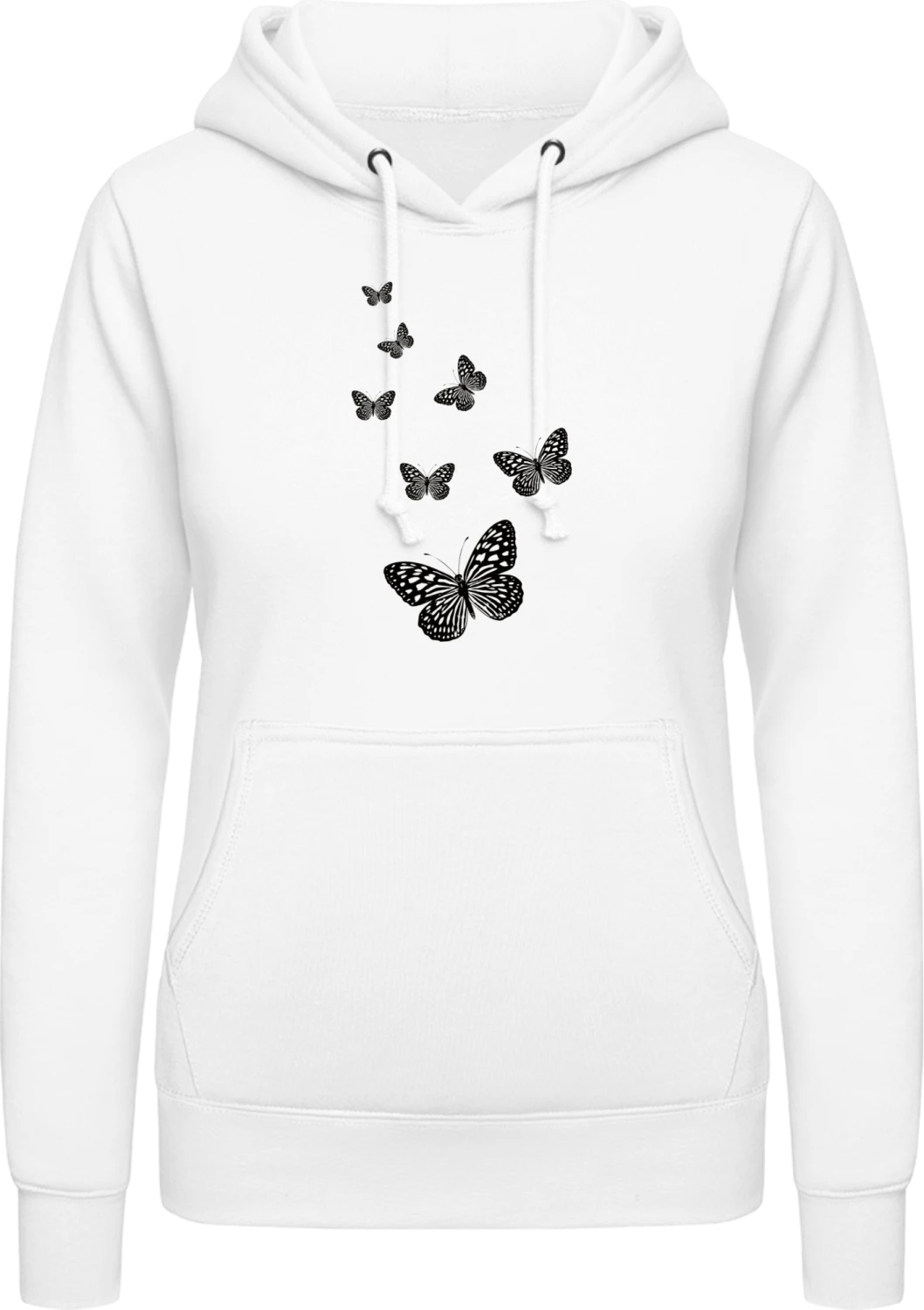 Butterflies Illustation - Arctic white AWDis ladies hoodie - Front