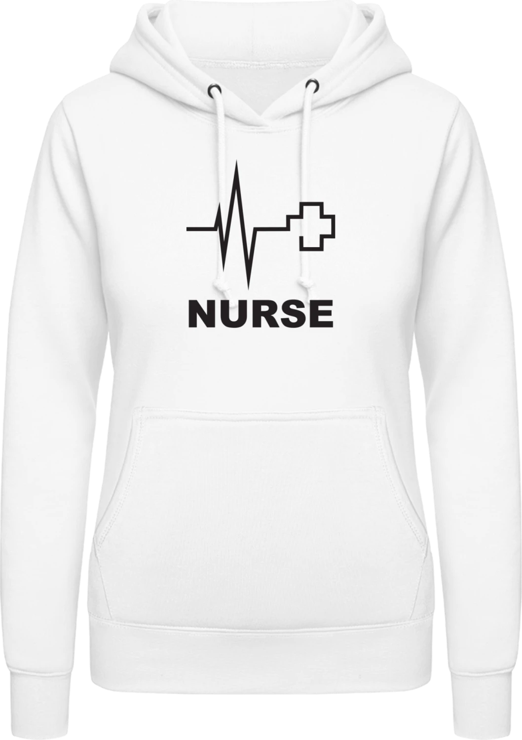 Nurse Heartbeat - Arctic white AWDis ladies hoodie - Front