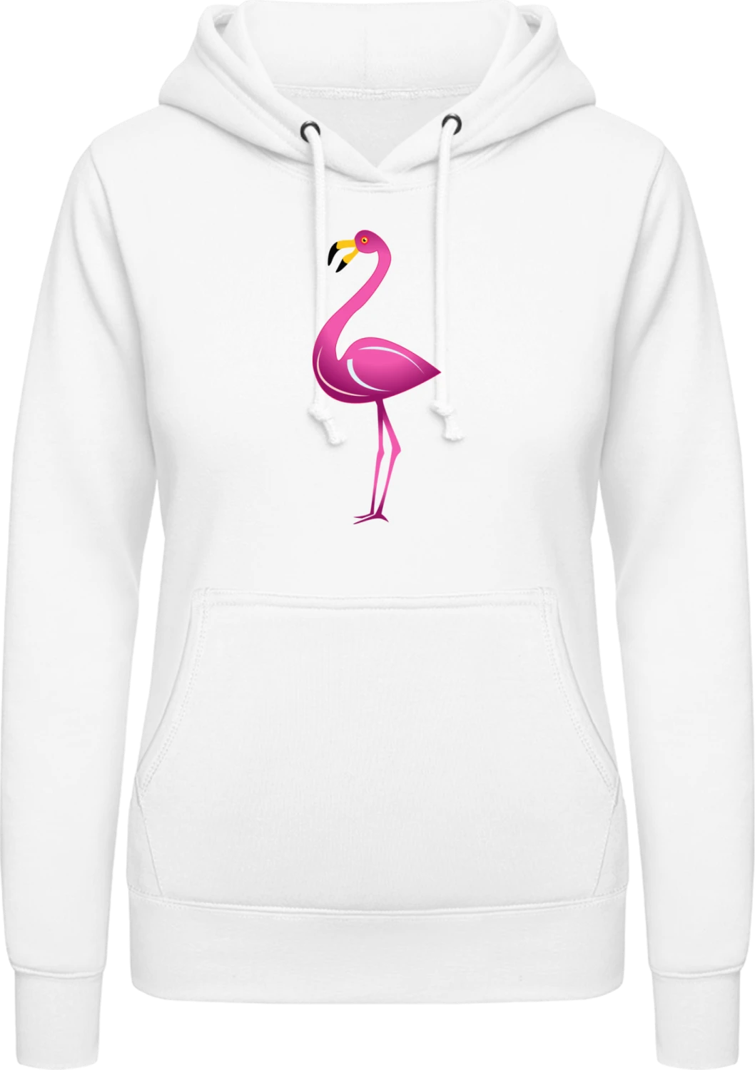 Flamingo Illustration - Arctic white AWDis ladies hoodie - Front