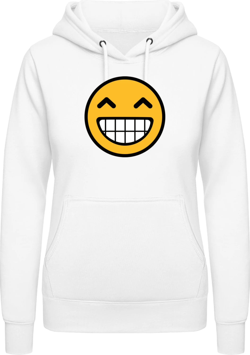 Smiley Emoticon - Arctic white AWDis ladies hoodie - Front