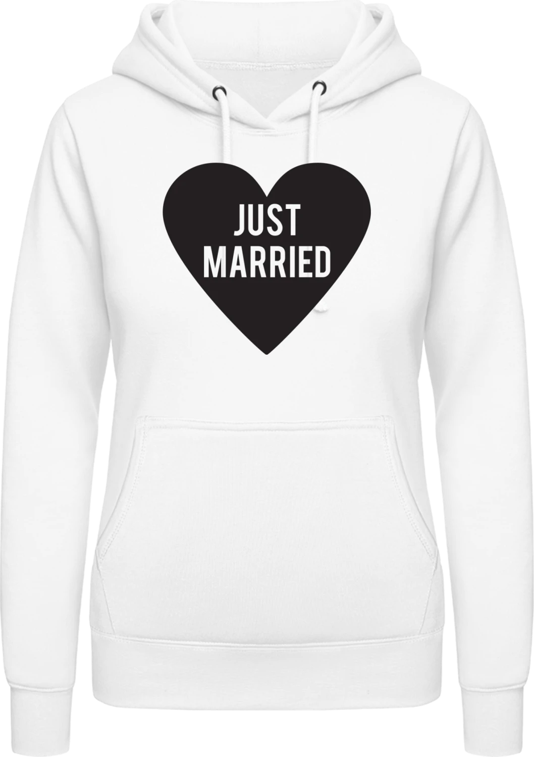 Just Married Logo - Arctic white AWDis ladies hoodie - Front