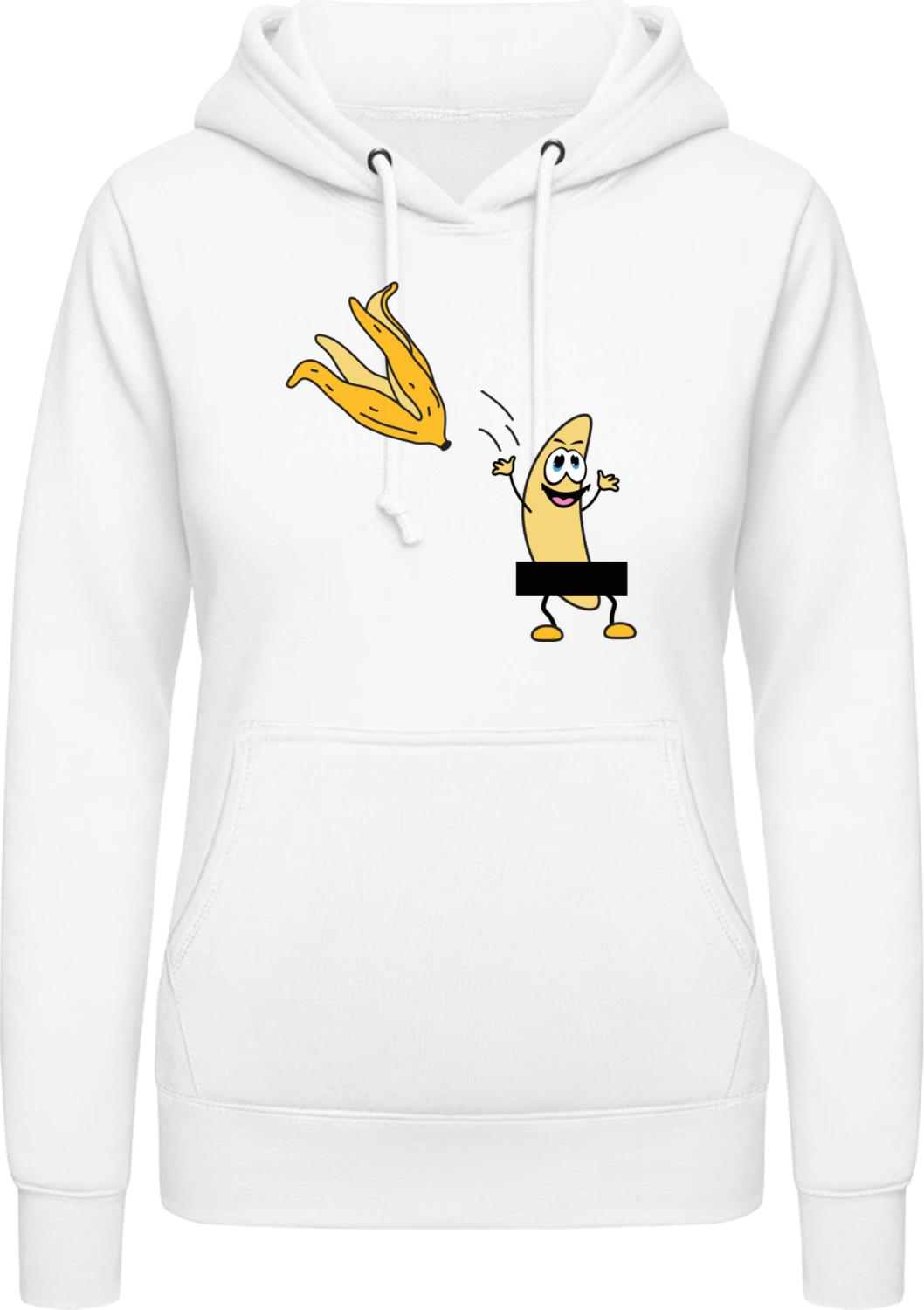 Banana Strip - Arctic white AWDis ladies hoodie - Front