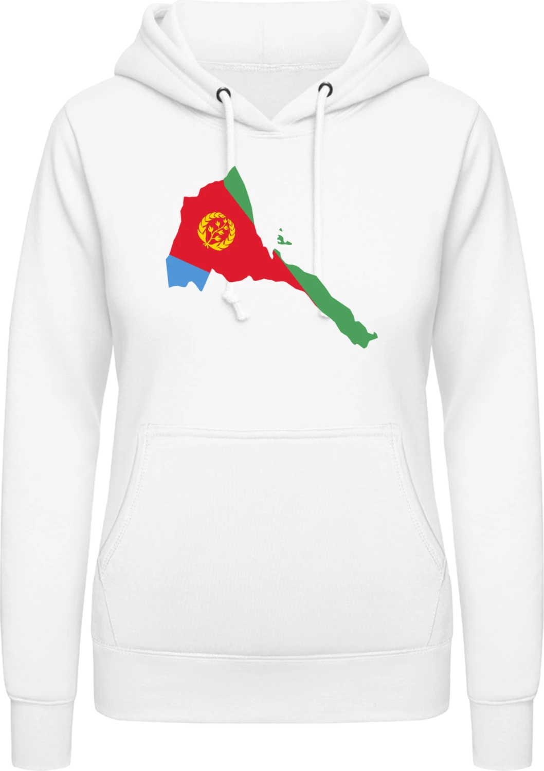 Eritrea Map - Arctic white AWDis ladies hoodie - Front